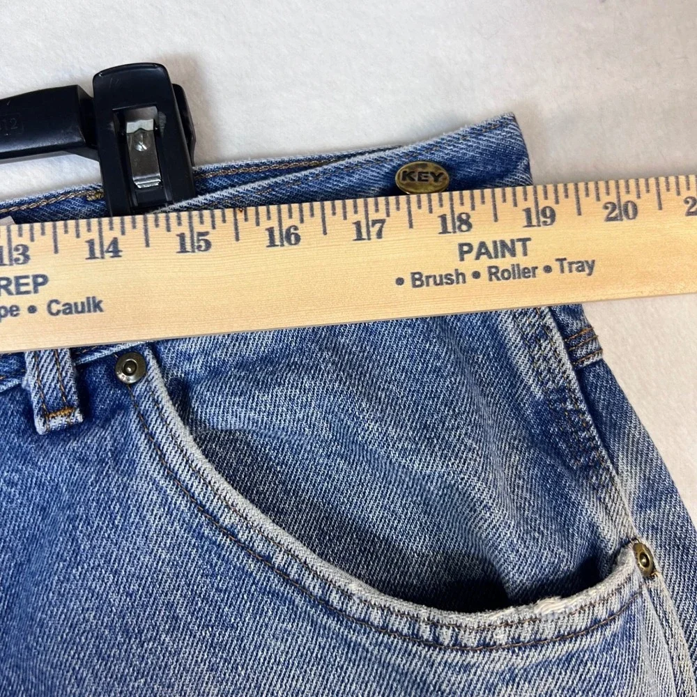 Key Industries Mens Double Knee Front Logger Jeans Blue Denim Work Pants 38x28